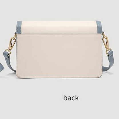 Damen Echtleder Blau Weiß Farbblock Kaninchen Kleine Quadratische Tasche