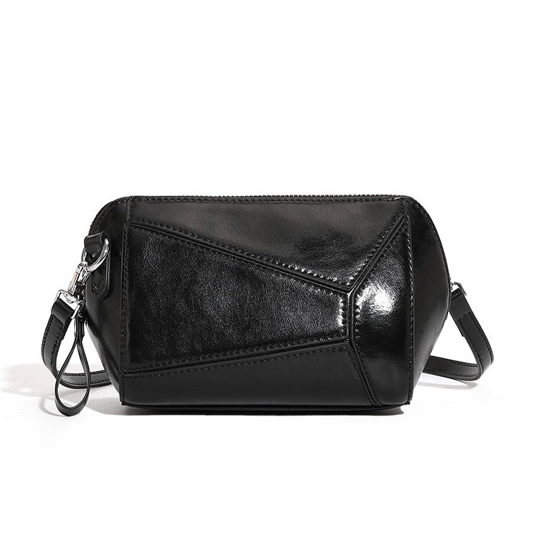 Women's Vintage Genuine Leather Geometric Patchwork