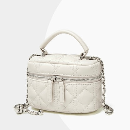 Exquisite Women's Genuine Leather Mini Bag with Gold Ball Chain
