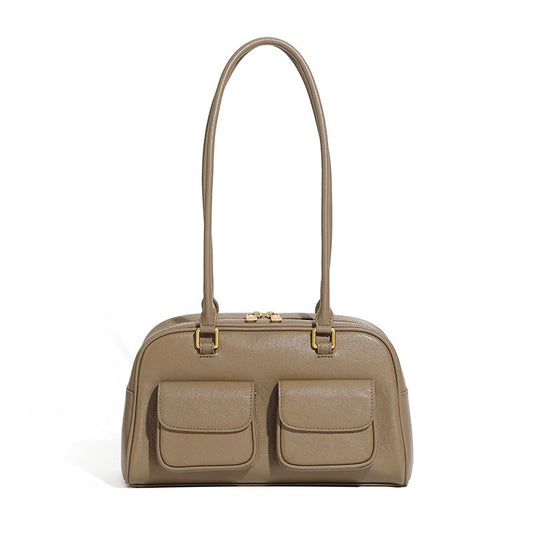 Bolso de hombro vintage para mujer de cuero genuino para bolos