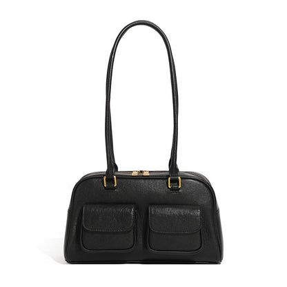 Vintage Damen Echtleder Bowling Bag Schultertasche