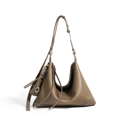 Women's Genuine Leather Minimalist Tote Dumpling Bag Shop Handbag