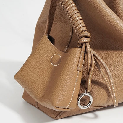 Women's Genuine Leather Minimalist Tote Dumpling Bag Shop Handbag