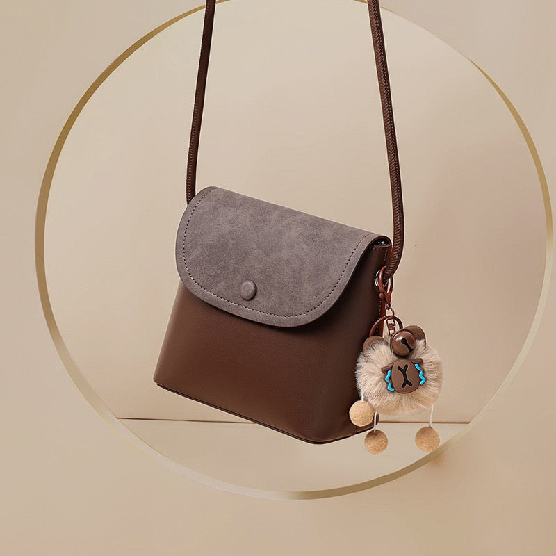 Damen-Umhängetasche aus Leder im Vintage-Stil mit Klappe