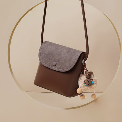 Damen-Umhängetasche aus Leder im Vintage-Stil mit Klappe