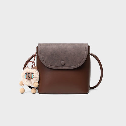 Damen-Umhängetasche aus Leder im Vintage-Stil mit Klappe