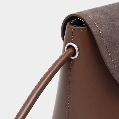 Damen-Umhängetasche aus Leder im Vintage-Stil mit Klappe