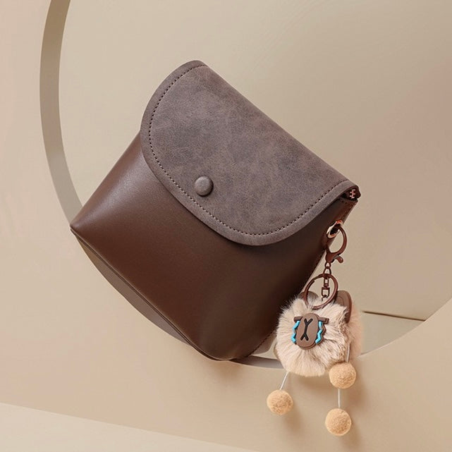 Damen-Umhängetasche aus Leder im Vintage-Stil mit Klappe