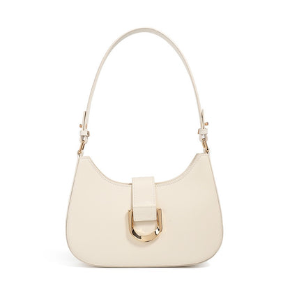Women’s Soft Top-Grain Leather Baguette Shoulder Bag in Minimalist Commuter Style