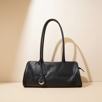 Women’s Genuine Leather Triangle Barrel Shoulder Bag – 2025 Vintage Edition