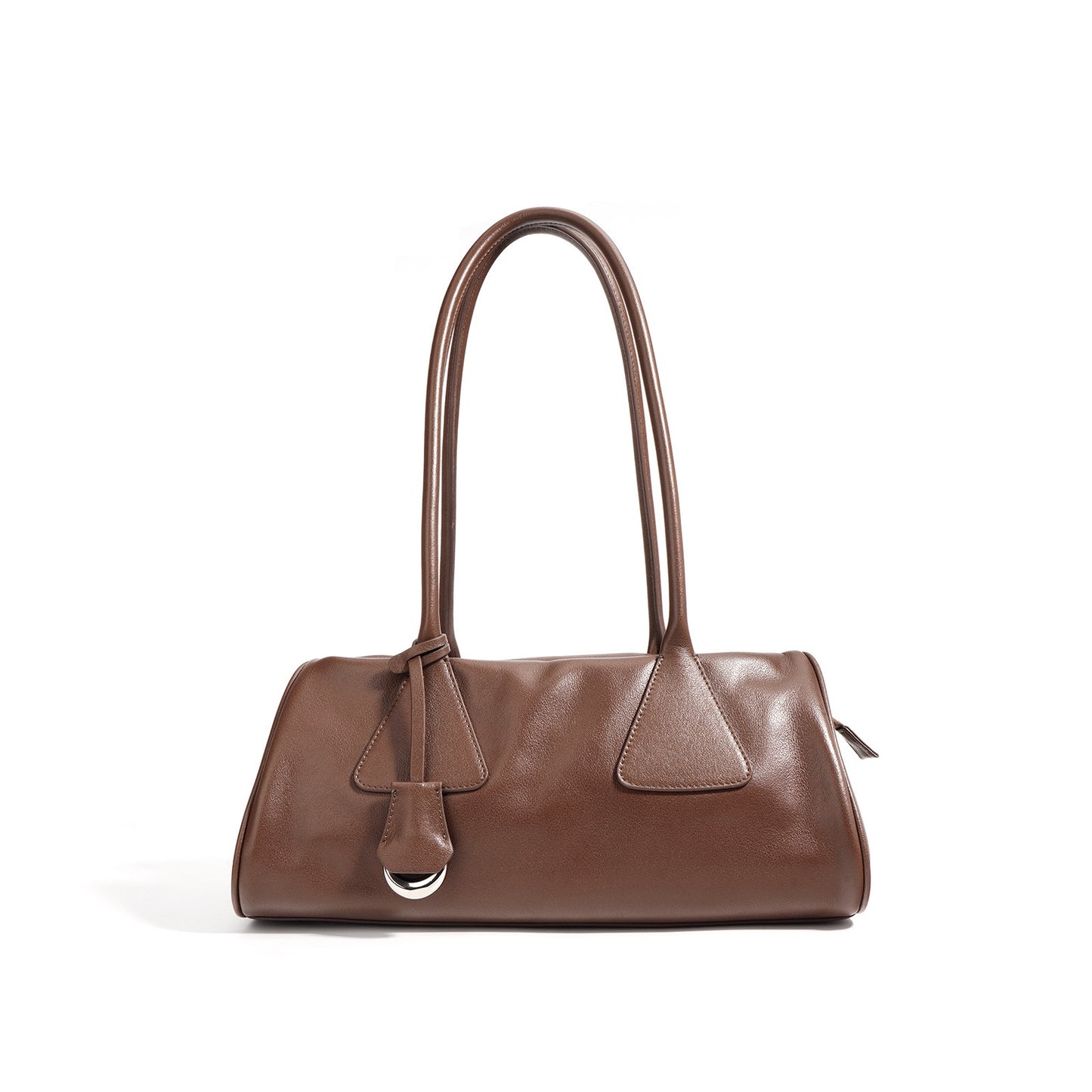 Women’s Genuine Leather Triangle Barrel Shoulder Bag – 2025 Vintage Edition