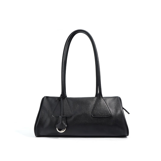 Women’s Genuine Leather Triangle Barrel Shoulder Bag – 2025 Vintage Edition