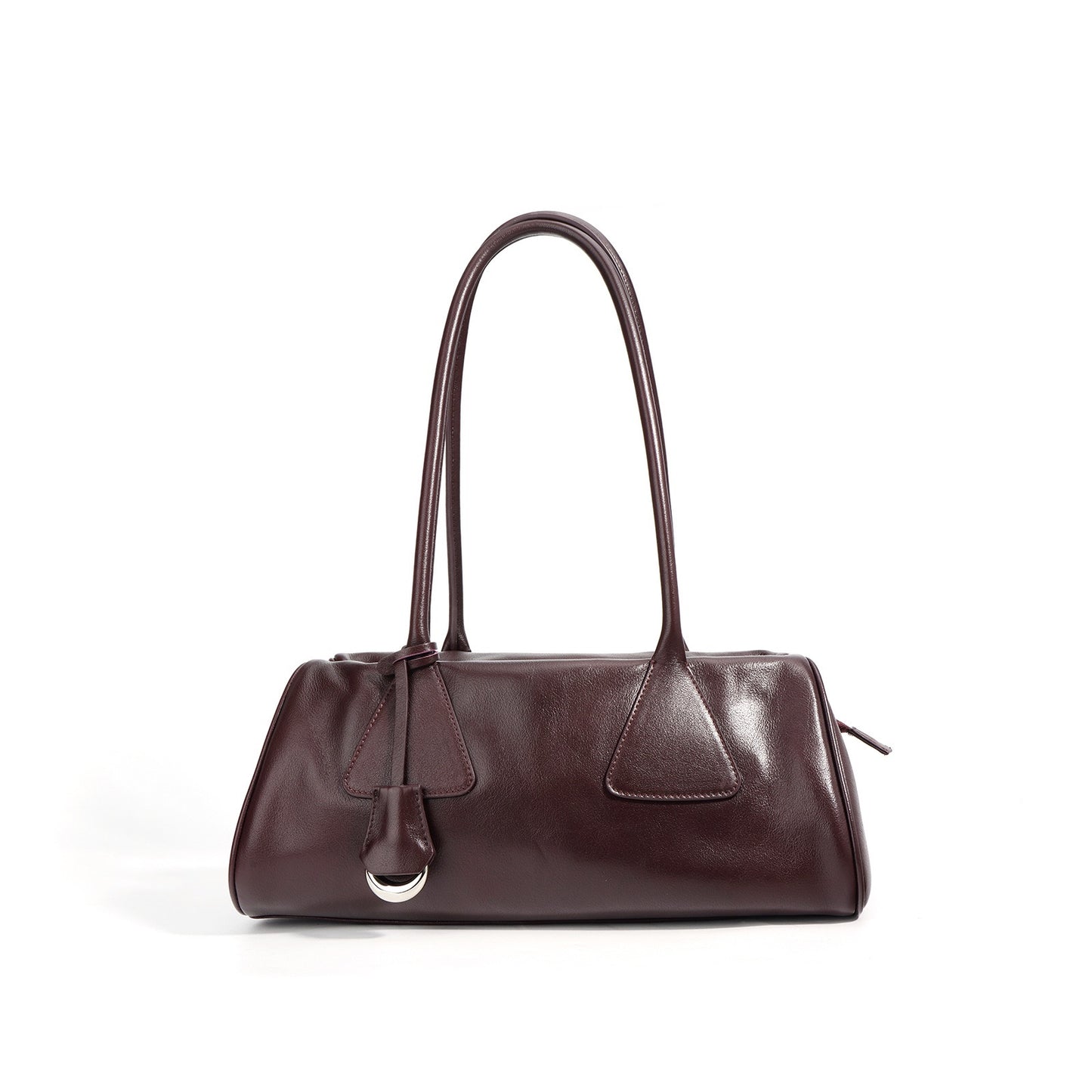 Women’s Genuine Leather Triangle Barrel Shoulder Bag – 2025 Vintage Edition