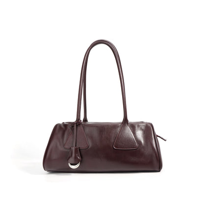 Women’s Genuine Leather Triangle Barrel Shoulder Bag – 2025 Vintage Edition