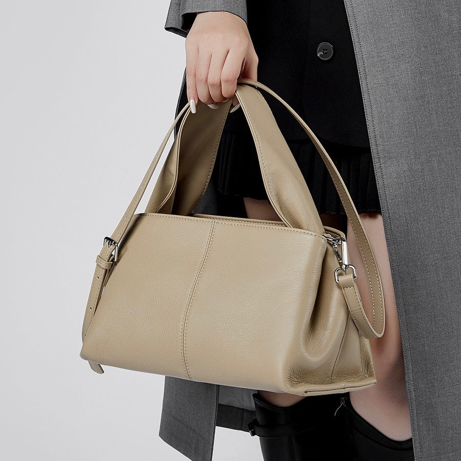Damen-Umhängetasche aus echtem Leder im Vintage-Stil mit Top-Grain-Effekt im klassischen Design