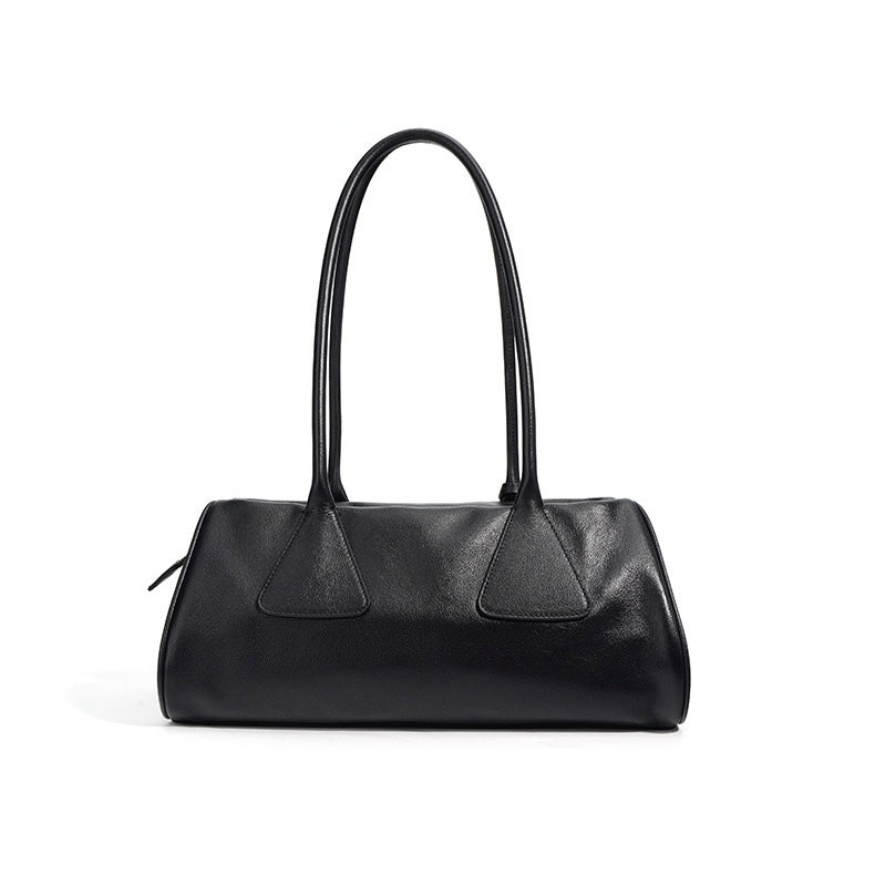 Women’s Genuine Leather Triangle Barrel Shoulder Bag – 2025 Vintage Edition