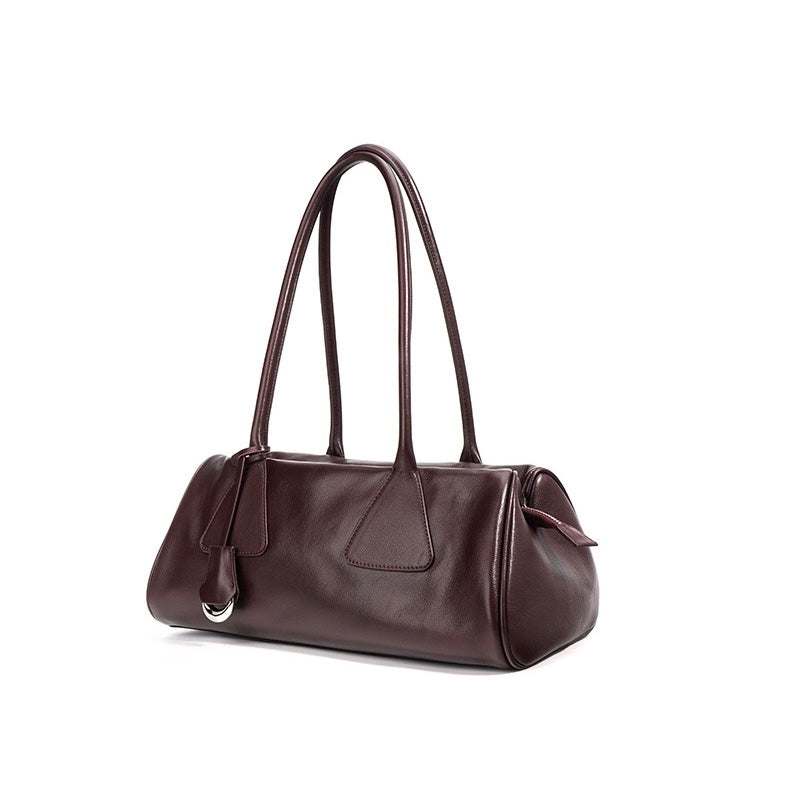 Women’s Genuine Leather Triangle Barrel Shoulder Bag – 2025 Vintage Edition