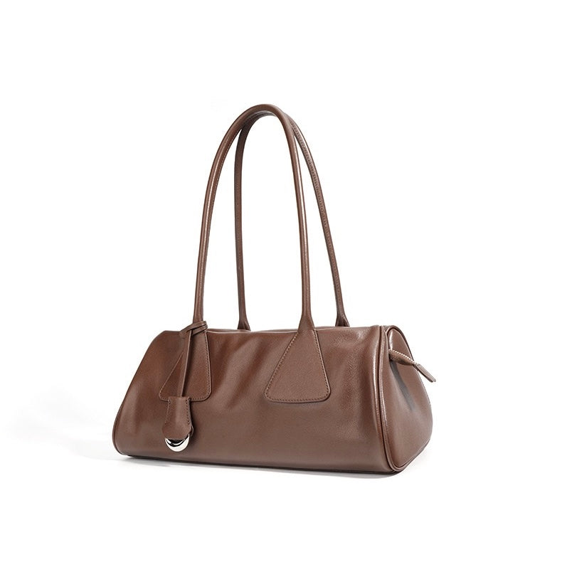 Women’s Genuine Leather Triangle Barrel Shoulder Bag – 2025 Vintage Edition