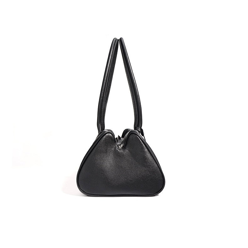 Women’s Genuine Leather Triangle Barrel Shoulder Bag – 2025 Vintage Edition