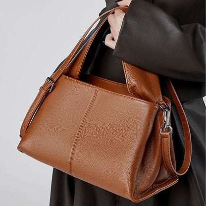 Damen-Umhängetasche aus echtem Leder im Vintage-Stil mit Top-Grain-Effekt im klassischen Design