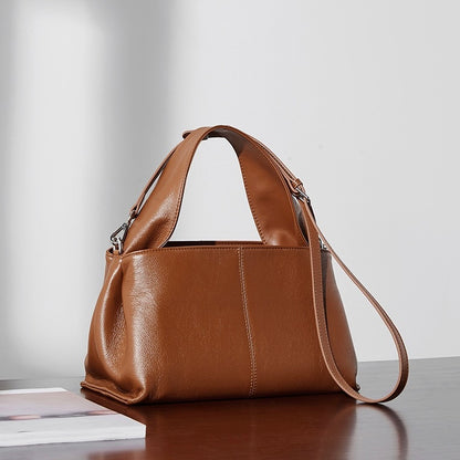 Damen-Umhängetasche aus echtem Leder im Vintage-Stil mit Top-Grain-Effekt im klassischen Design