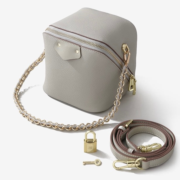 Women's Genuine Leather Square Elephant Bucket Bag
