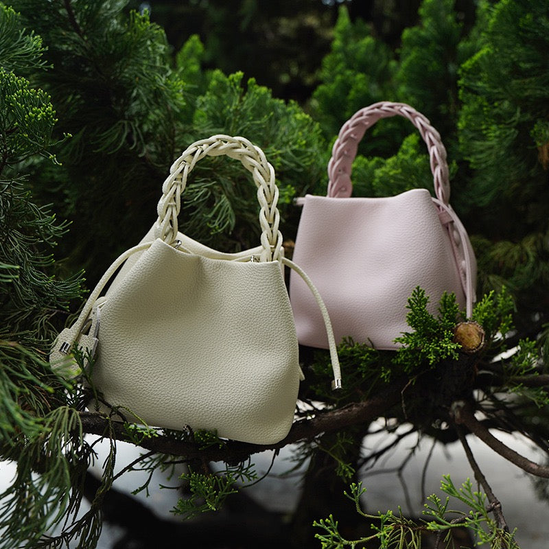 Women's Genuine Top-Grain Leather Versatile Commuting Bucket Bag Single-Shoulder Crossbody Elegant Handheld Bag
