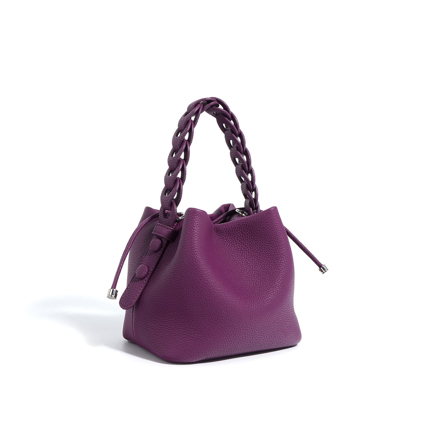Women's Genuine Top-Grain Leather Versatile Commuting Bucket Bag Single-Shoulder Crossbody Elegant Handheld Bag