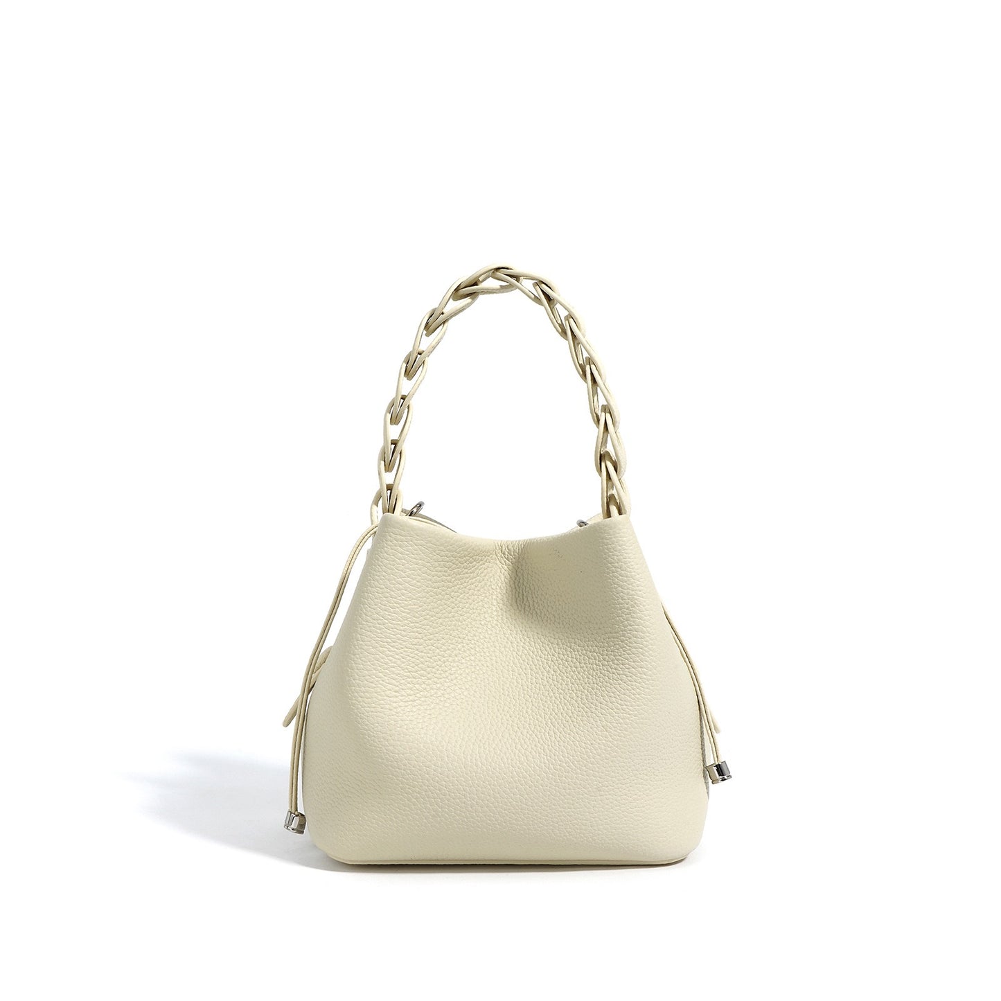 Women's Genuine Top-Grain Leather Versatile Commuting Bucket Bag Single-Shoulder Crossbody Elegant Handheld Bag