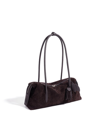 Chic Matte Genuine Leather Baguette Clutch Bag