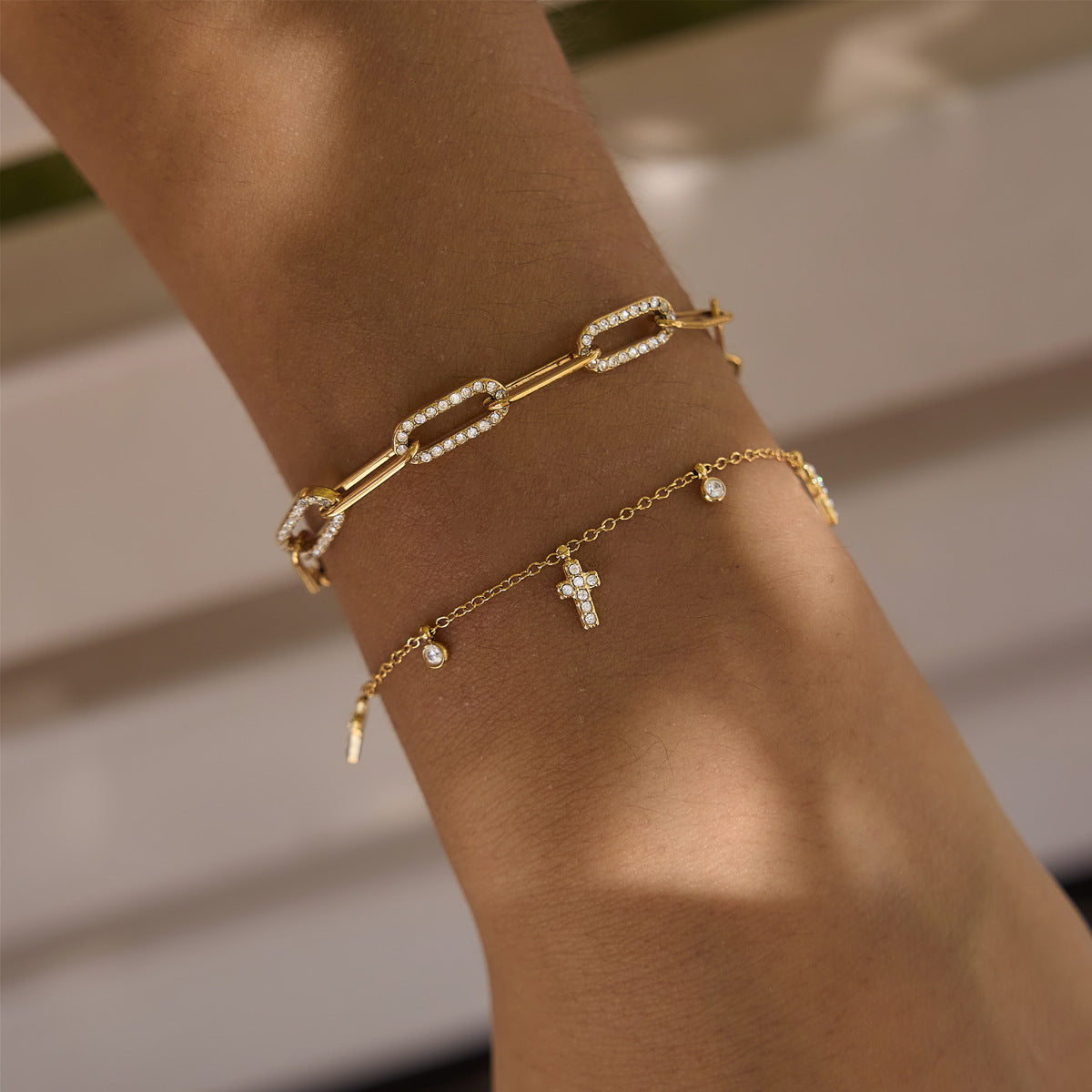 Elegant Minimalist Sacred Drop Glimmering Fringe Bracelet