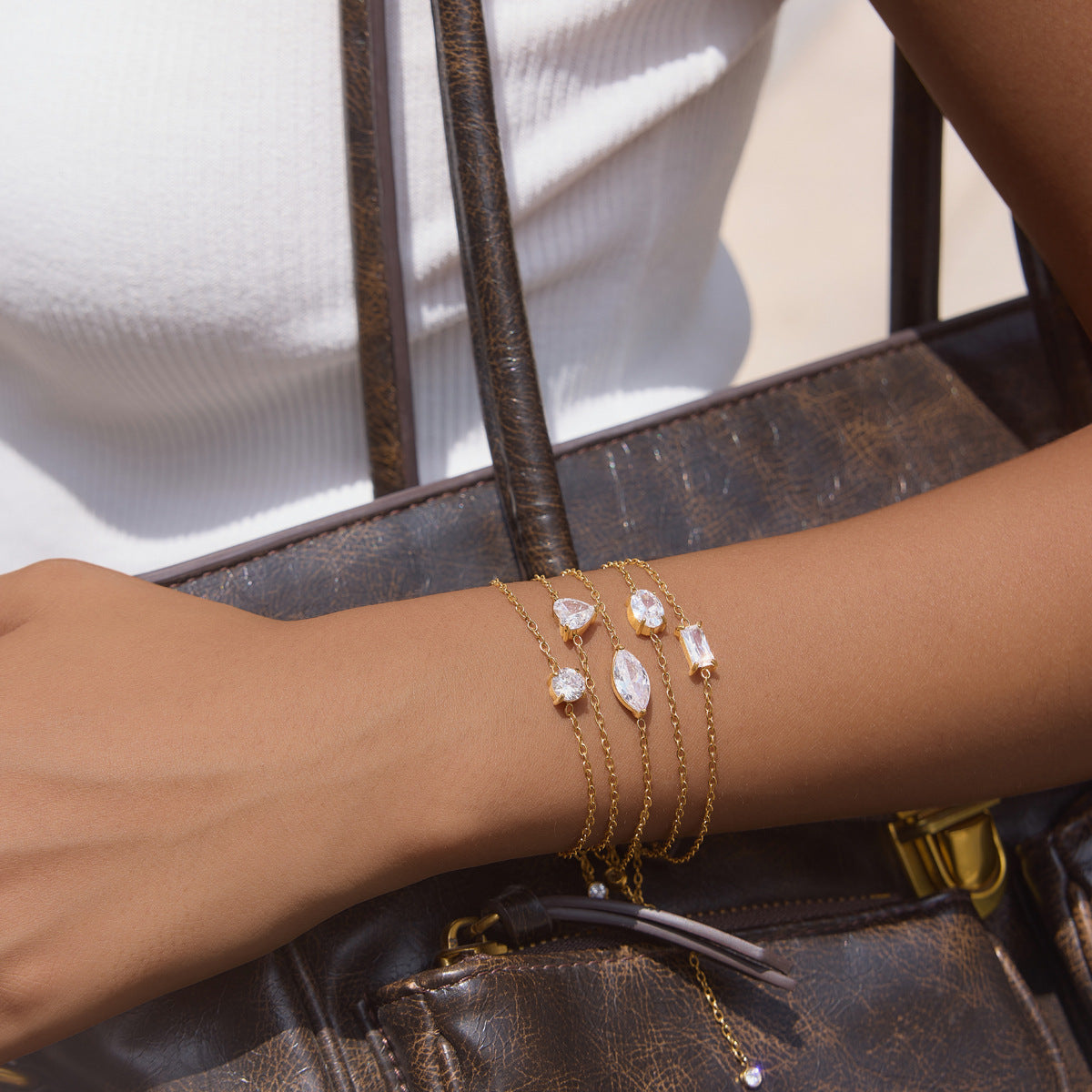 Minimalist Constellation Geometric Solitaire Layering Bracelet