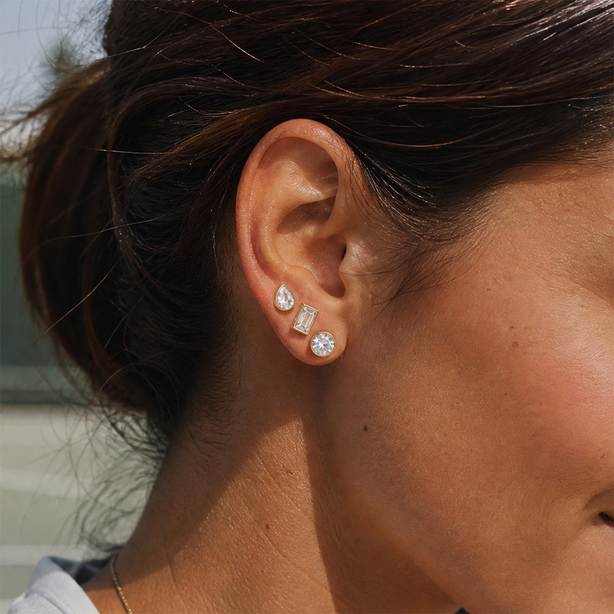 Luxury Artisan Sculptural Geometric Curated Stud Earrings Set