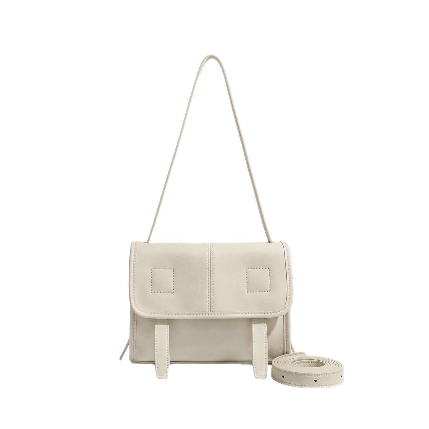 Minimalist Texture Flap Genuine Leather Shoulder Messenger Bag
