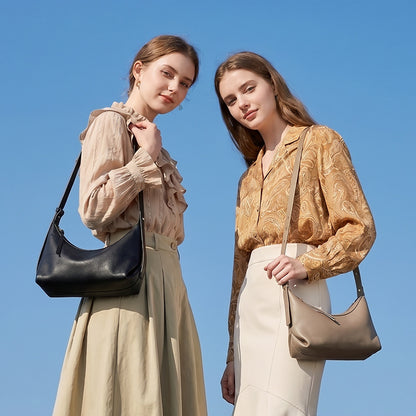 Casual Slouchy Pebbled Genuine Leather Hobo Clutch Bag