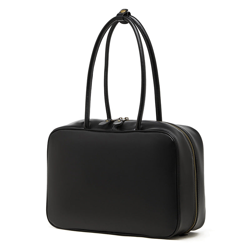 Women's Large Smooth Genuine Leather Bag - Versatile 2-Way Carry Office Work Tote