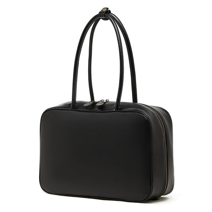 Women's Large Smooth Genuine Leather Bag - Versatile 2-Way Carry Office Work Tote