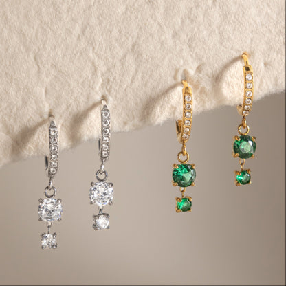 Modern Luxury Graduated Dual Crystal Huggie Earrings