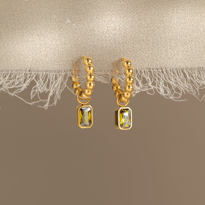 Luxury Vintage Ribbed Beaded Champagne Charm Earrings
