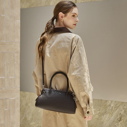 Defined Genuine Leather Boston Clutch Bag