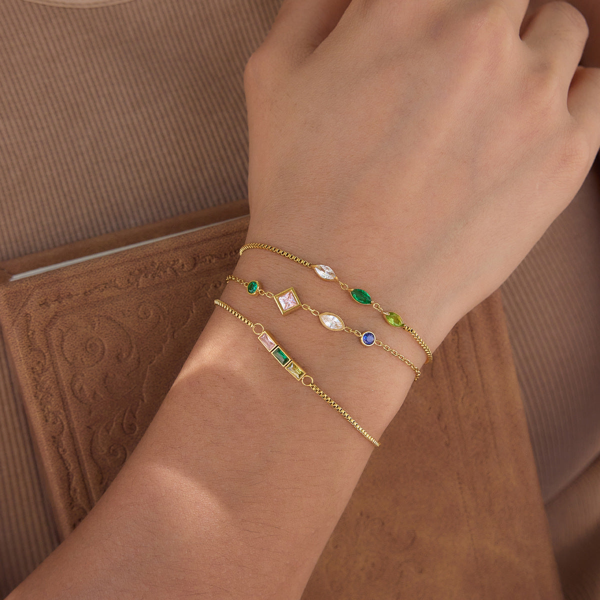 Ethereal Kaleidoscope Geometric Charm Stacking Bracelet