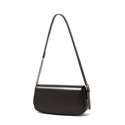 Minimalist Vintage Genuine Leather Baguette Saddle Bag