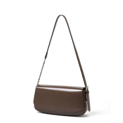 Minimalist Vintage Genuine Leather Baguette Saddle Bag