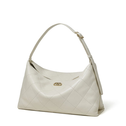 Elegant Quilted Sheepskin Leather Hobo Clutch Bag