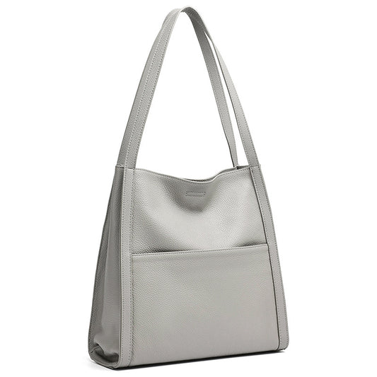 Supple Genuine Leather Spacious Tote Clutch Bag