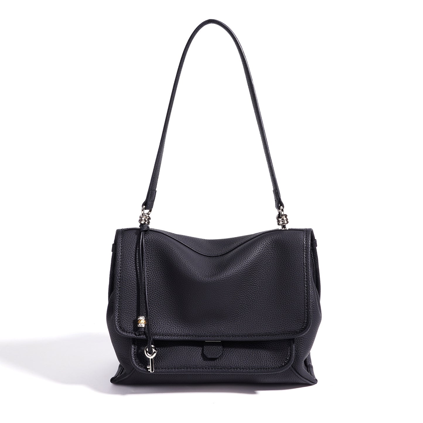 Slouchy Supple Genuine Leather Flap Messenger Clutch Bag