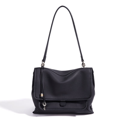 Slouchy Supple Genuine Leather Flap Messenger Clutch Bag