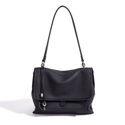 Slouchy Supple Genuine Leather Flap Messenger Clutch Bag