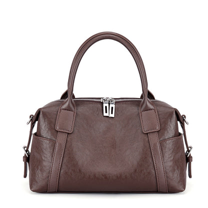 Minimalist Barrel Genuine Leather Satchel