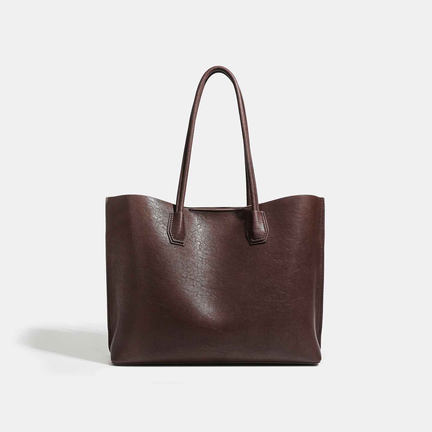 Minimalist Soft Genuine Leather Magnetic Slouchy Tote Shoulder Bag